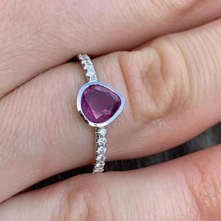 **SOLD** Sapphire and Diamond Ring in 18K White Gold
